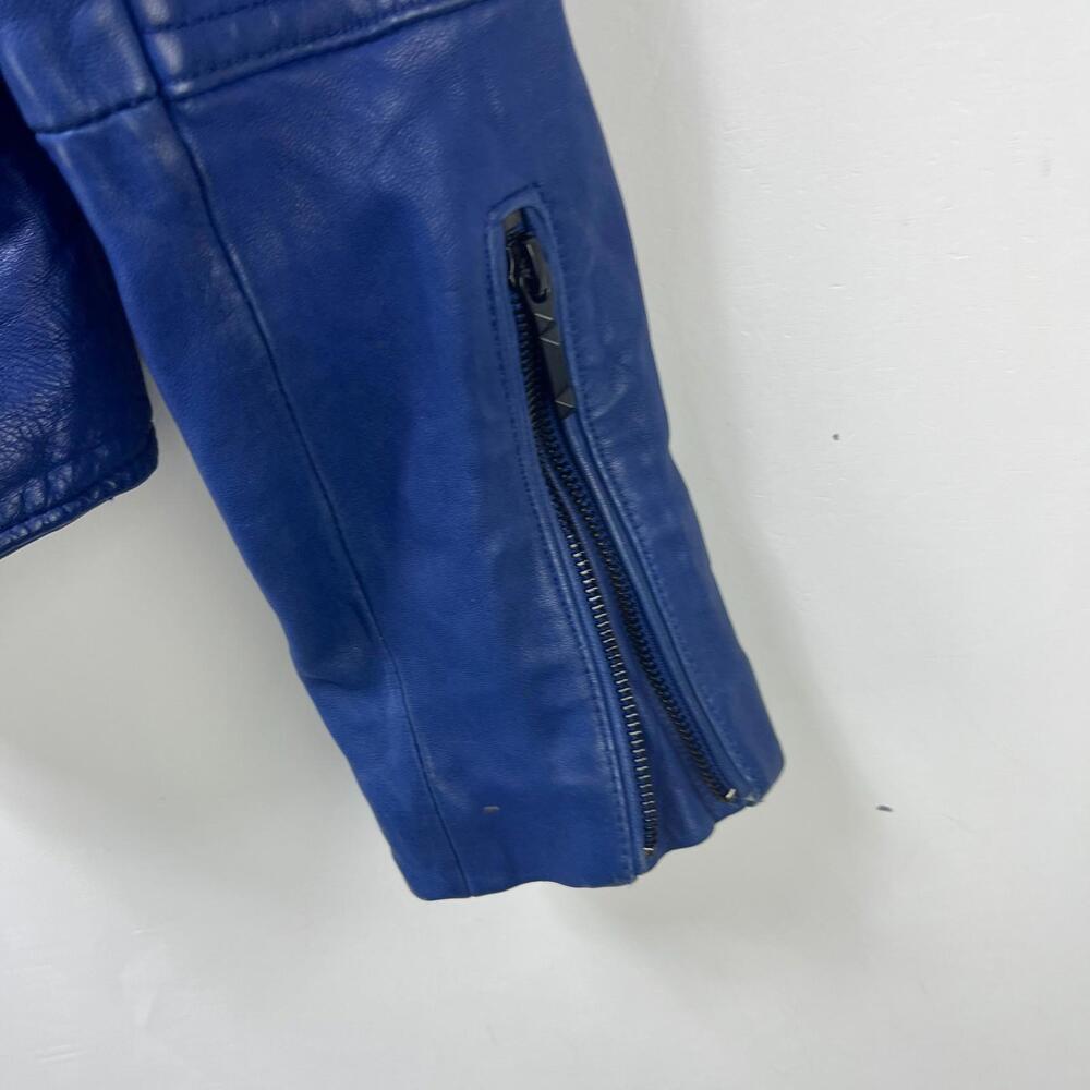 BCBG Max Azria Leather Jacket Blue Women's Large - Picture 4 of 10
